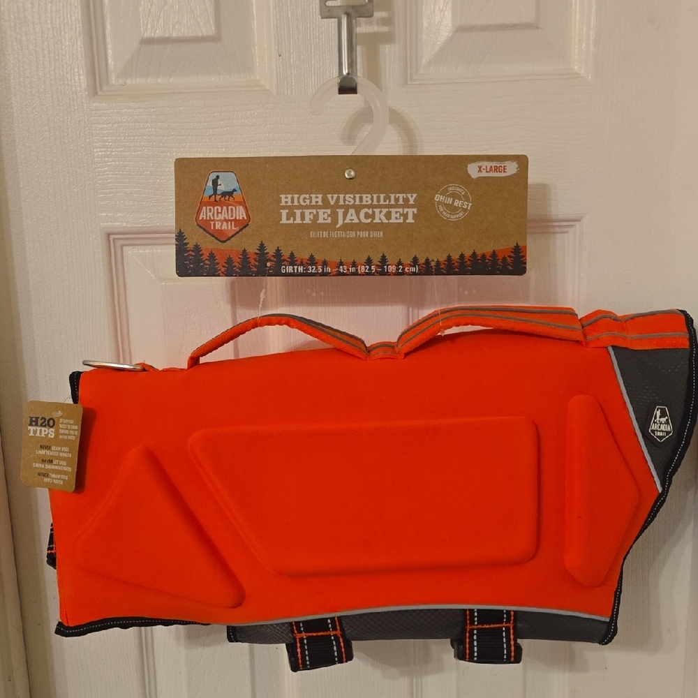 Arcadia Trail XL Life Jacket For Your Dog, Rescue Handle, Dog Afloat NWT